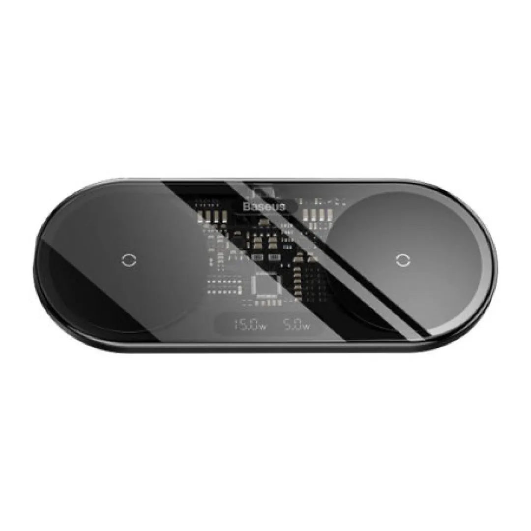 Product Baseus 20W Black Digital LED Display Dual Wireless Charger Pad